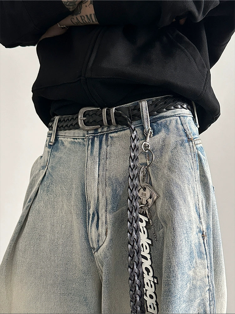 Wide Leg Distressed Denim Pants