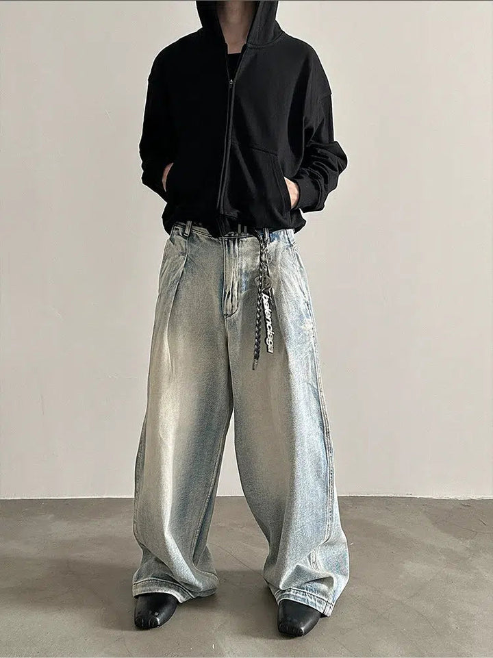 Wide Leg Distressed Denim Pants