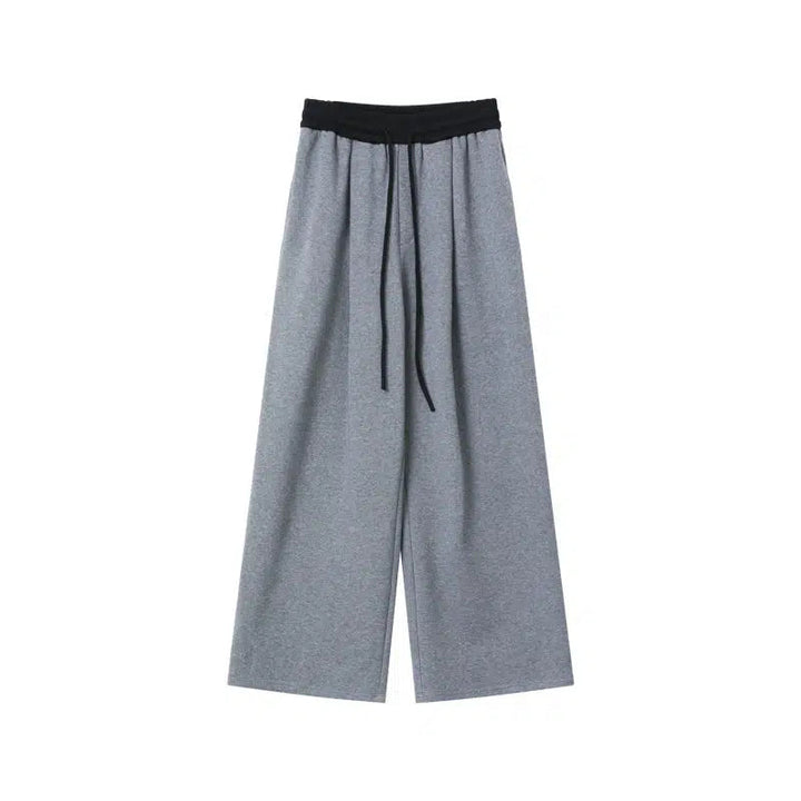 Wide-Leg Drawstring Casual Pants