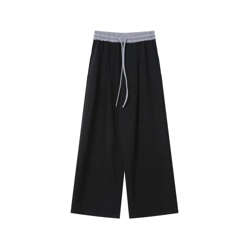 Wide-Leg Drawstring Casual Pants