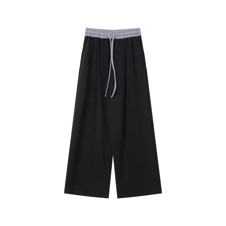 Wide-Leg Drawstring Casual Pants