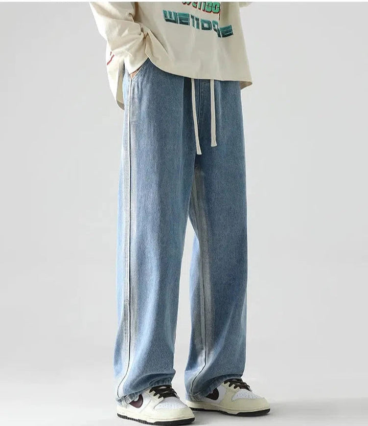 Wide-Leg Drawstring Gradient Jeans