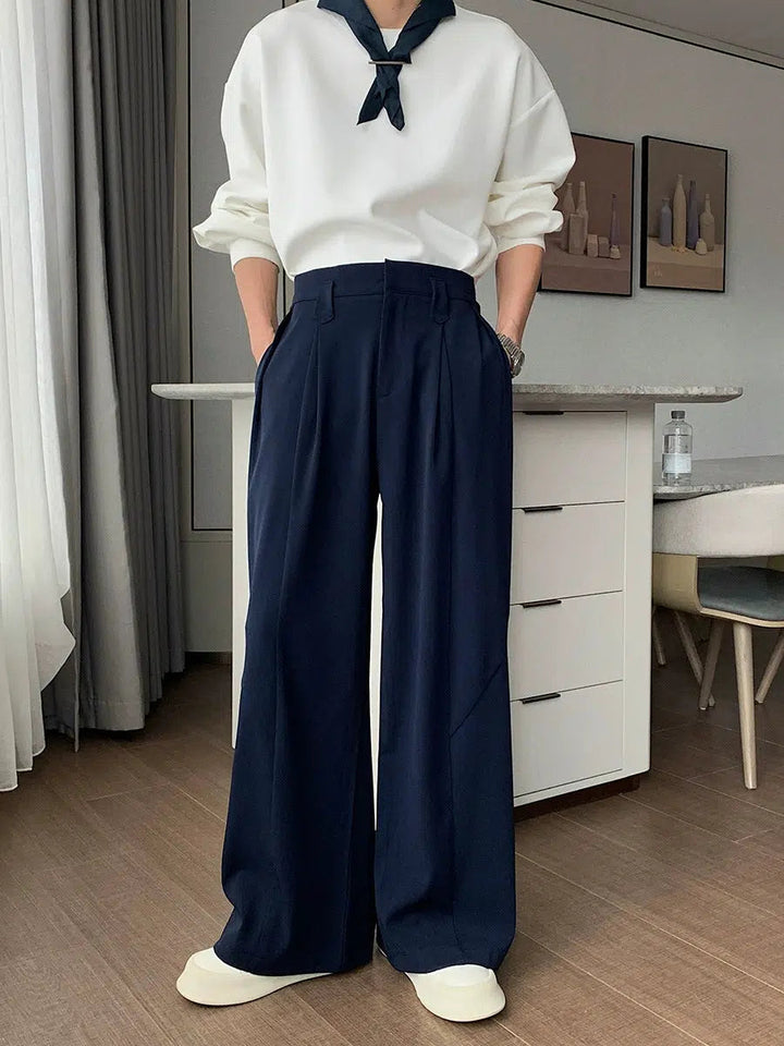 Wide-Leg High-Waist Casual Pants