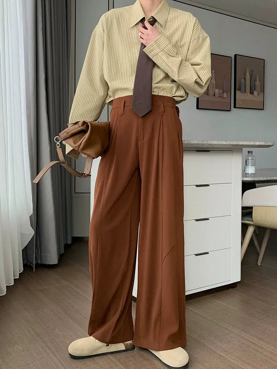 Wide-Leg High-Waist Casual Pants