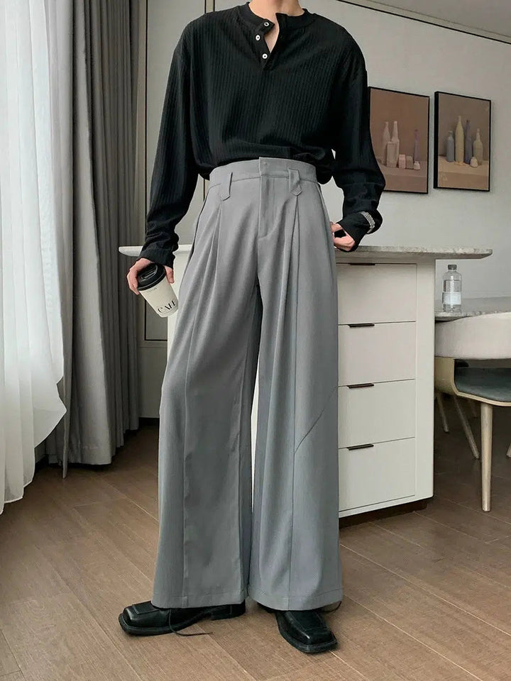 Wide-Leg High-Waist Casual Pants