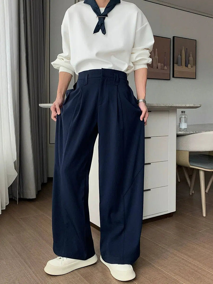 Wide-Leg High-Waist Casual Pants