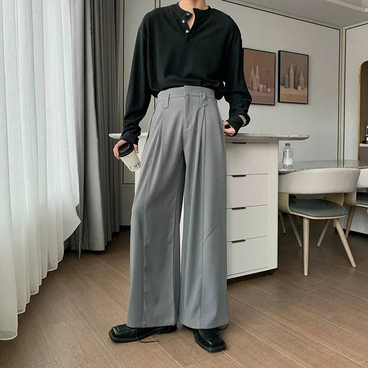 Wide-Leg High-Waist Casual Pants