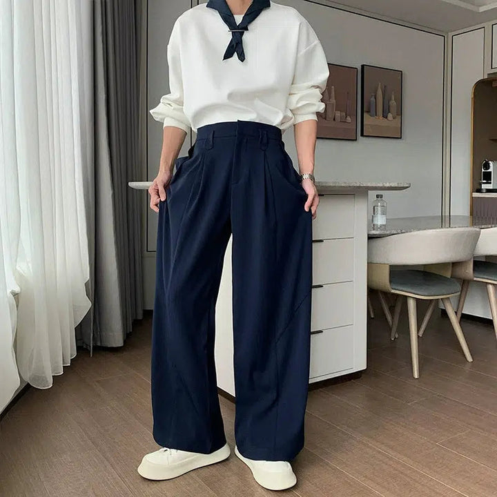 Wide-Leg High-Waist Casual Pants