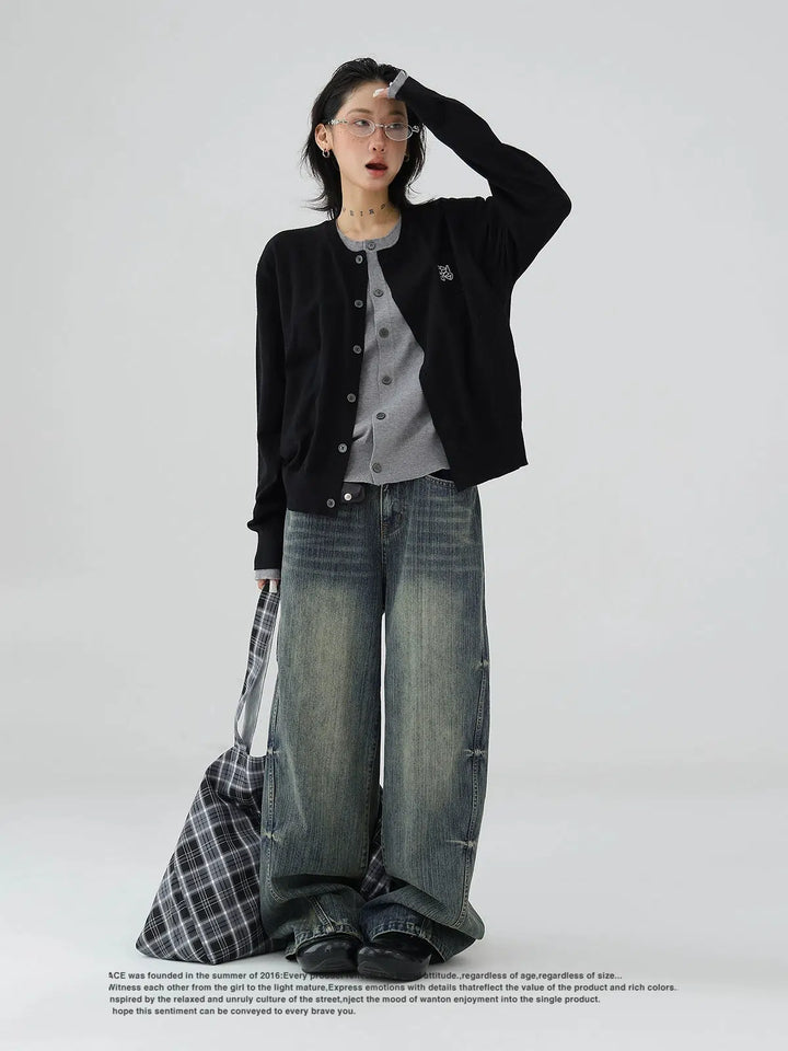 Wide-Leg High-Waist Denim Pants