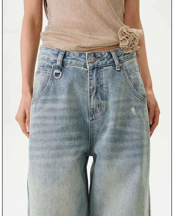 Wide-Leg High-Waist Denim Pants