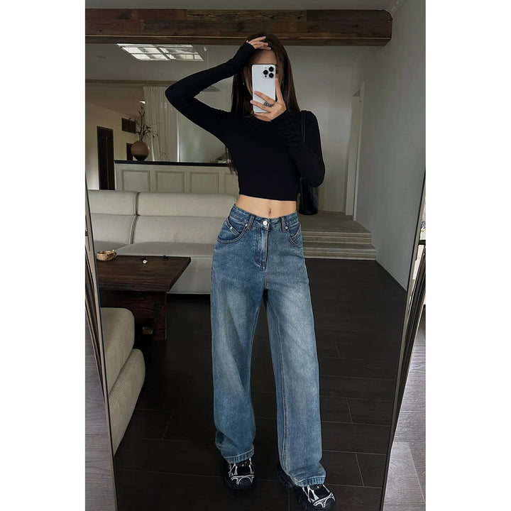 Wide-Leg High-Waisted Denim Jeans