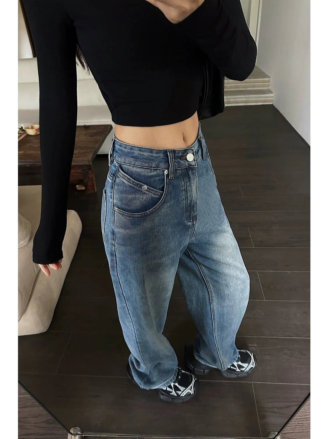 Wide-Leg High-Waisted Denim Jeans