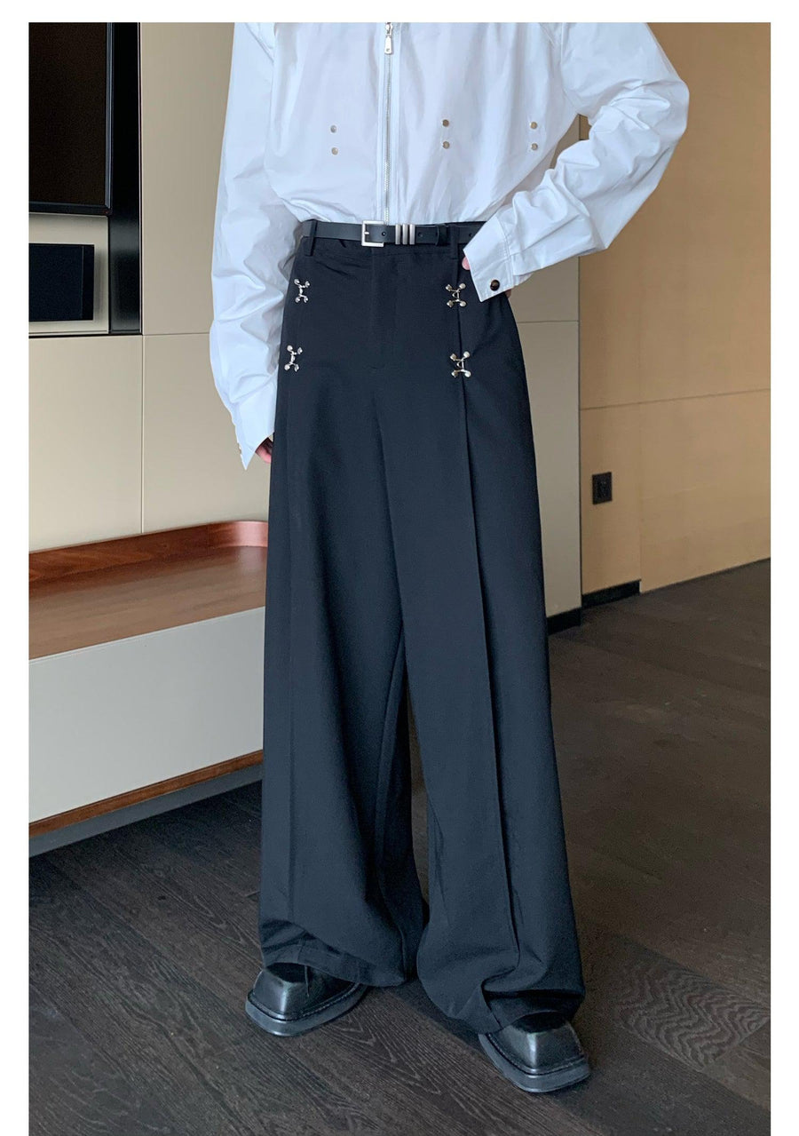 Wide Leg Mopping Pleated Pants