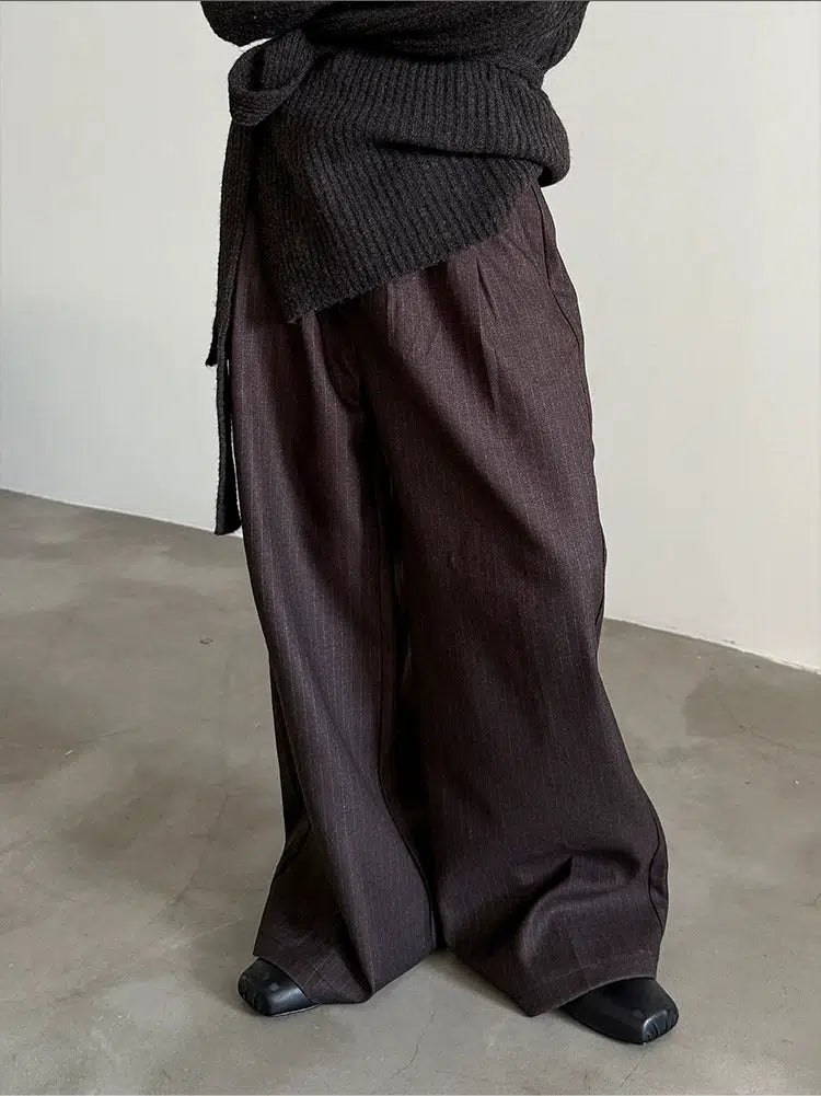 Wide-Leg Pinstripe Pants