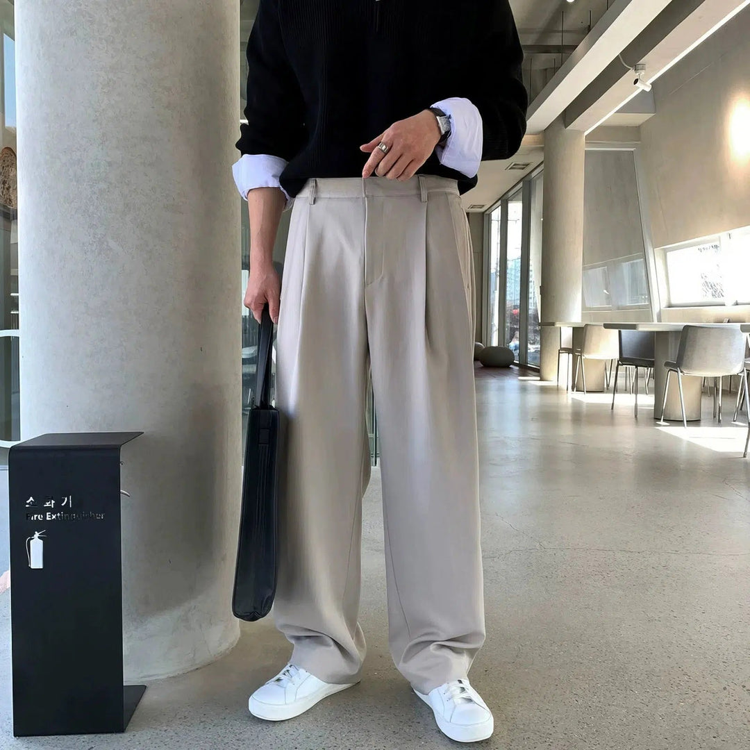 Wide-Leg Pleated Pants