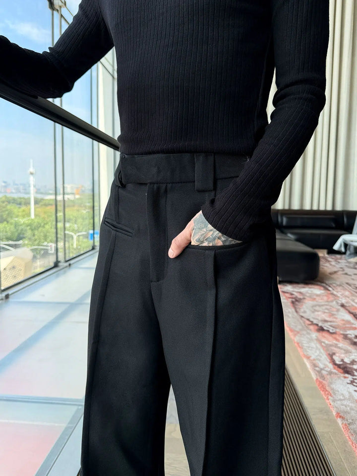 Wide-Leg Relaxed Fit Stitching Pants