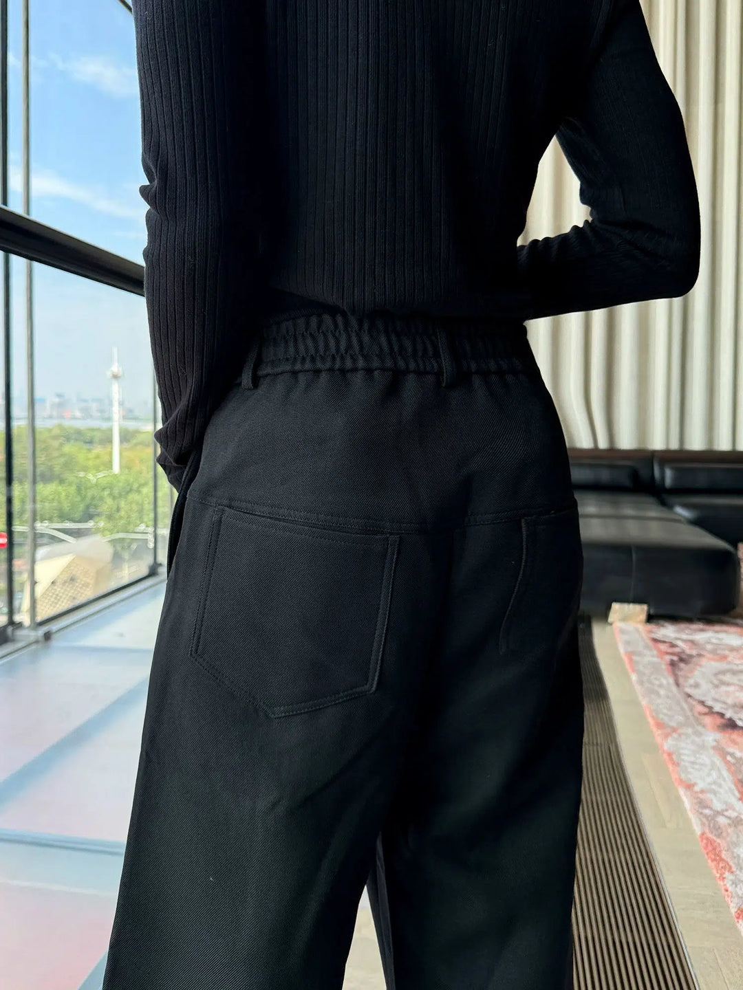 Wide-Leg Relaxed Fit Stitching Pants