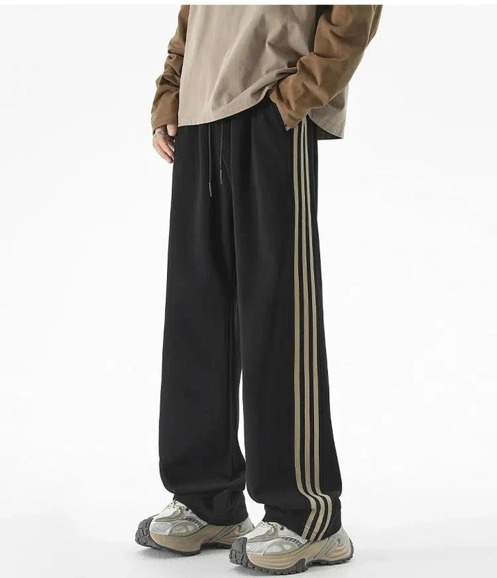 Wide-Leg Stripe Casual Pants