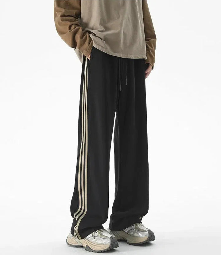 Wide-Leg Stripe Casual Pants