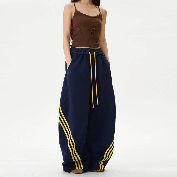 Wide-Leg Striped Casual Pants