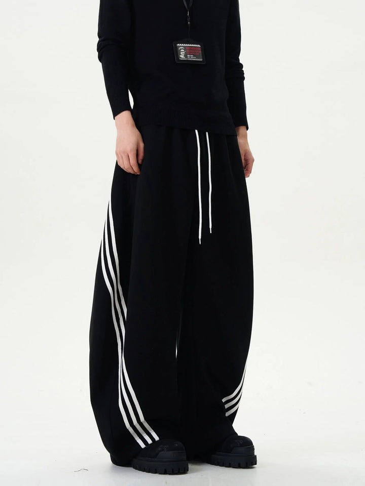 Wide-Leg Striped Casual Pants