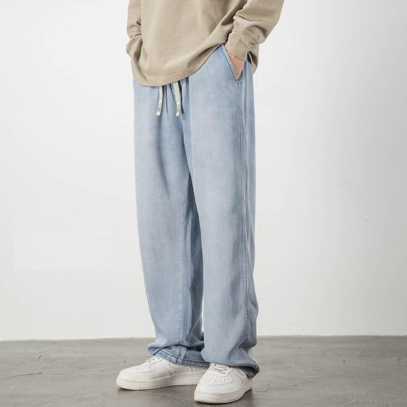 Wide Legs Drape Drawstring Jeans