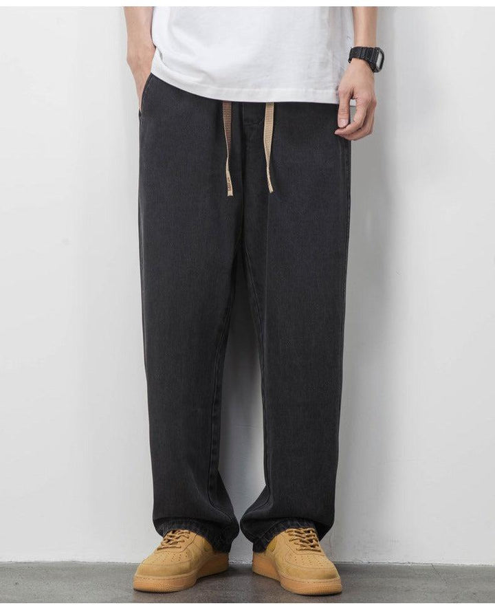 Wide Legs Drape Drawstring Jeans