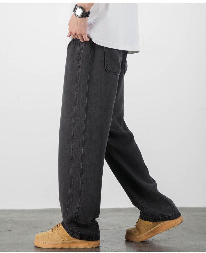 Wide Legs Drape Drawstring Jeans