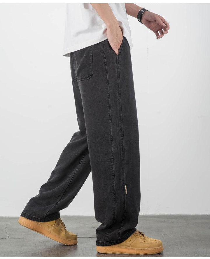 Wide Legs Drape Drawstring Jeans