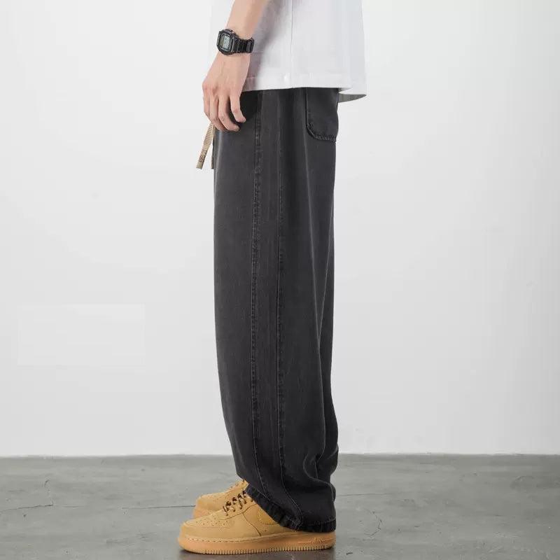 Wide Legs Drape Drawstring Jeans