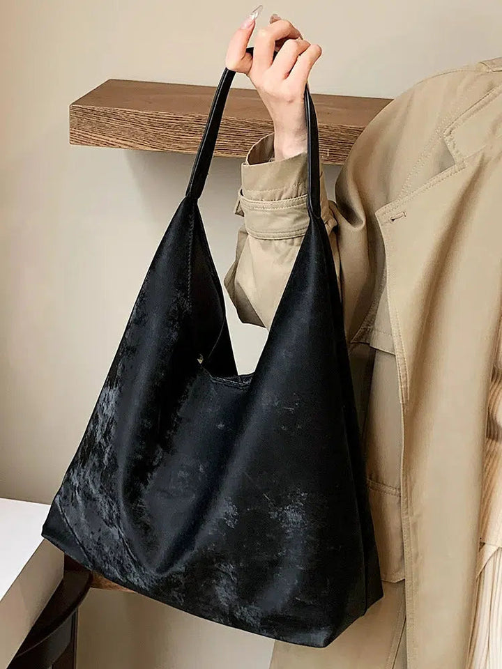 Wide Strap Velvet Shoulder Bag