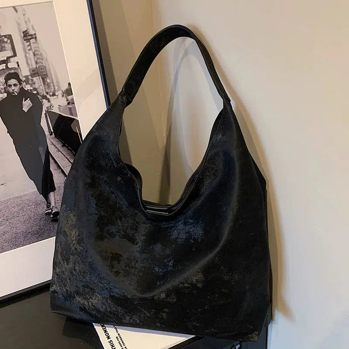 Wide Strap Velvet Shoulder Bag