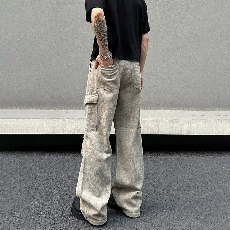 Wide-leg Camouflage Cargo Pants