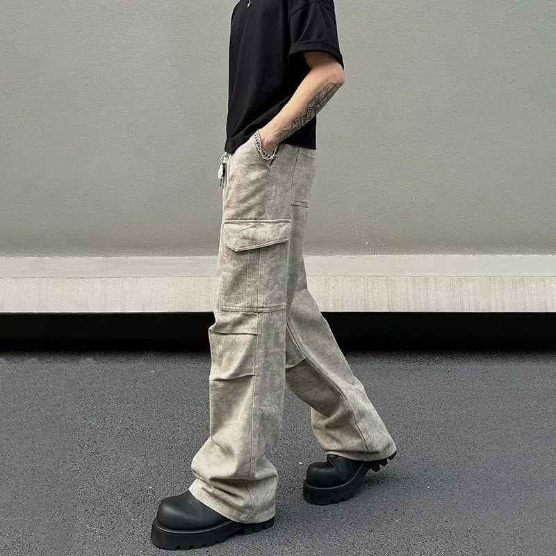 Wide-leg Camouflage Cargo Pants