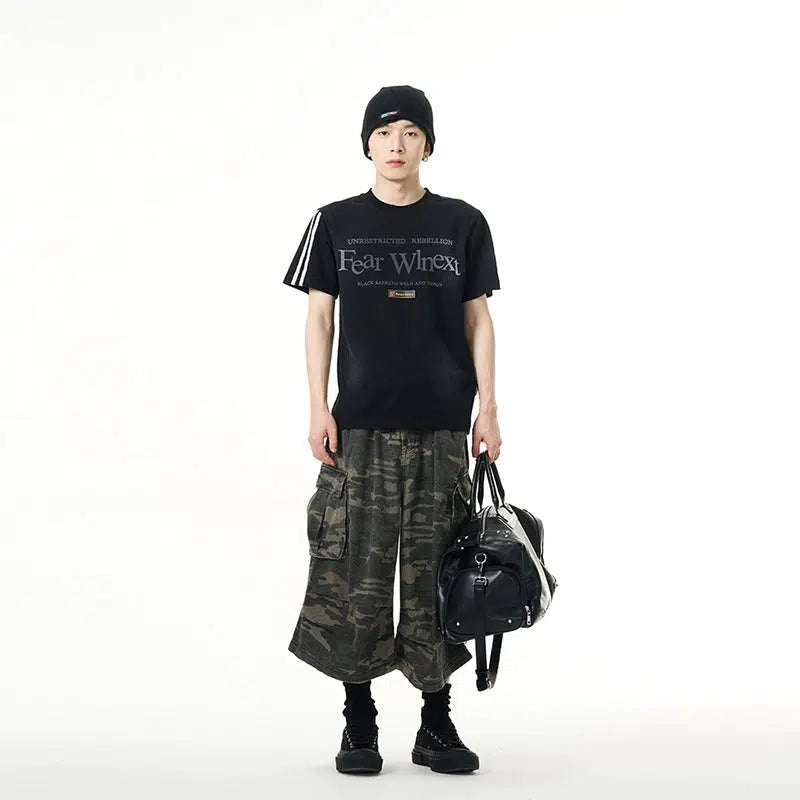 Wide-leg Camouflage Cargo Pants