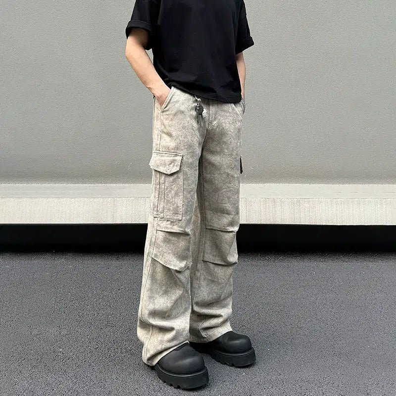 Wide-leg Camouflage Cargo Pants