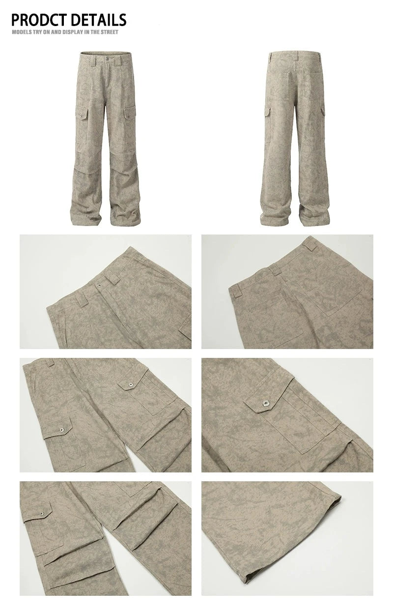 Wide-leg Camouflage Cargo Pants