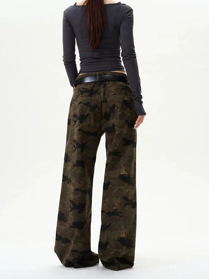 Wide-leg Camouflage Pants