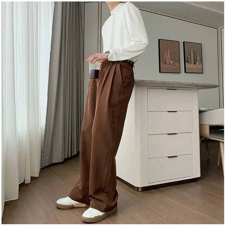 Wide-leg Drape Suit Pants