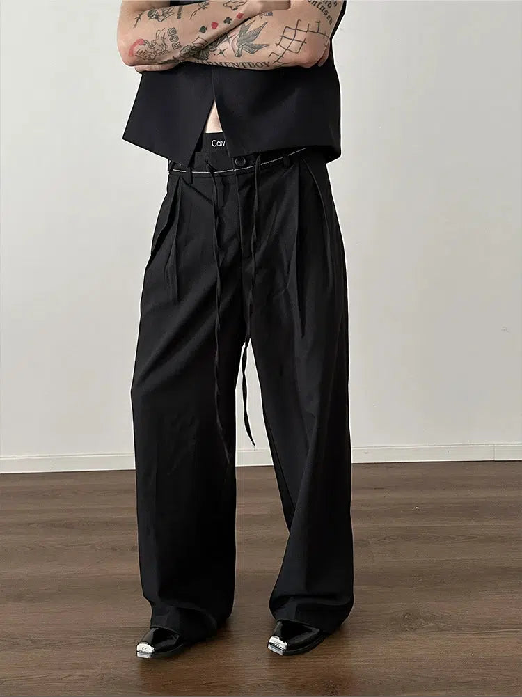 Wide-leg Pleated Pants