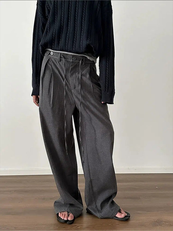 Wide-leg Pleated Pants