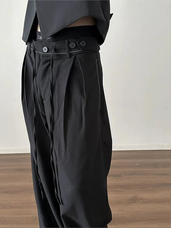 Wide-leg Pleated Pants