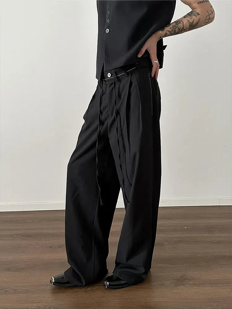 Wide-leg Pleated Pants