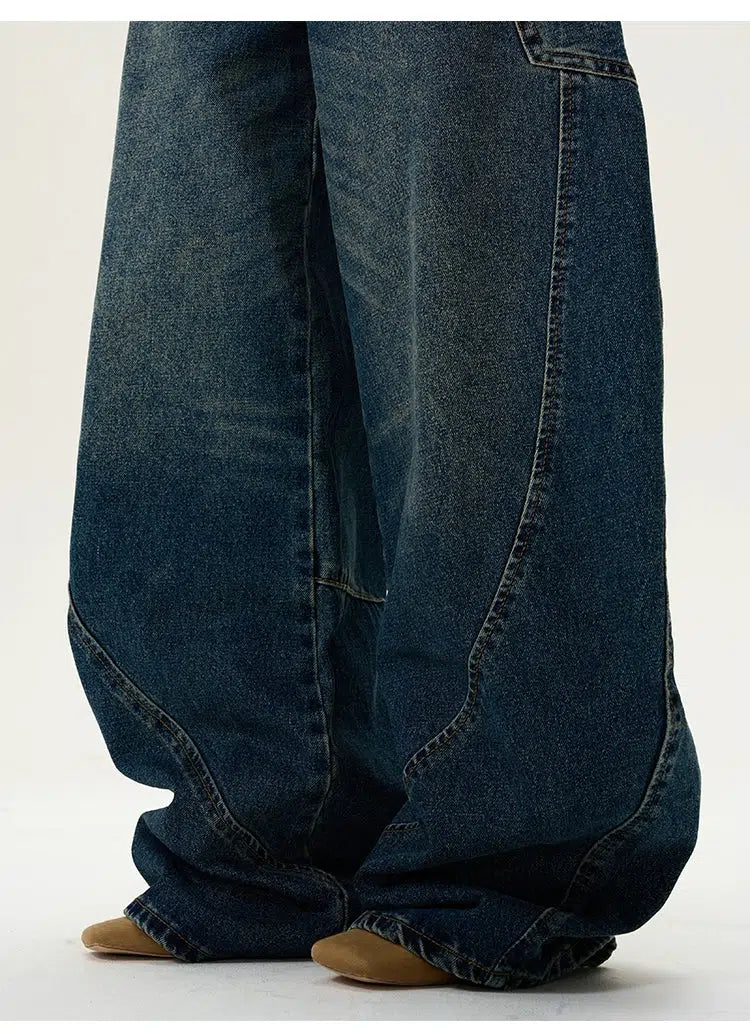 Wide-leg Scimitar Denim Pants