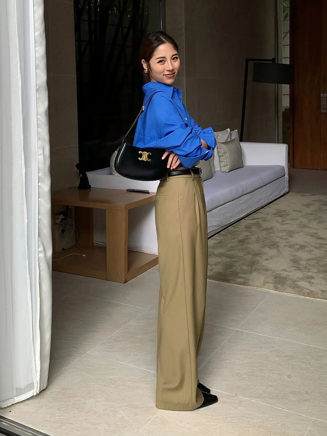 Wide-leg Straight Pleated Pants