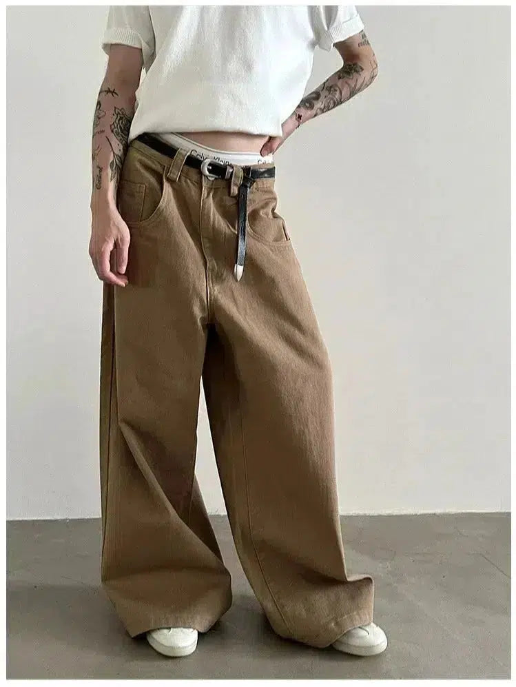 Wide-leg Straight-leg Cargo Jeans