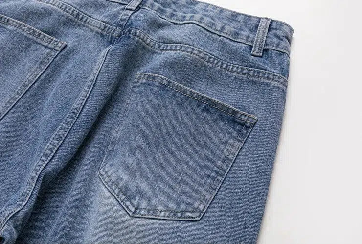 Wide-legged Washed Jeans