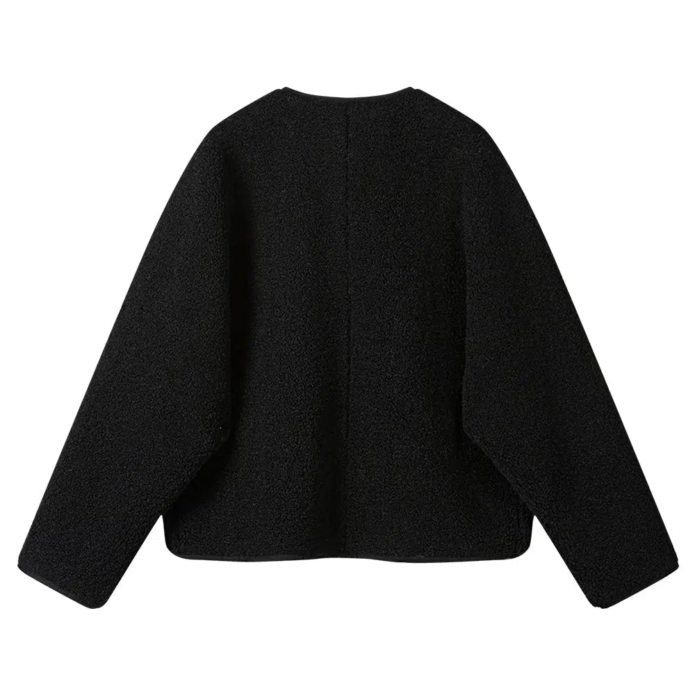 Button-Front Textured Coat