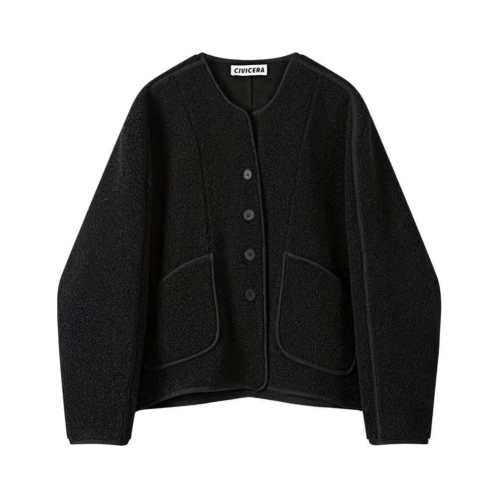 Button-Front Textured Coat