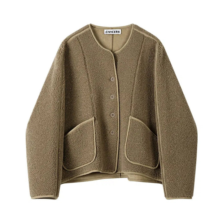 Button-Front Textured Coat